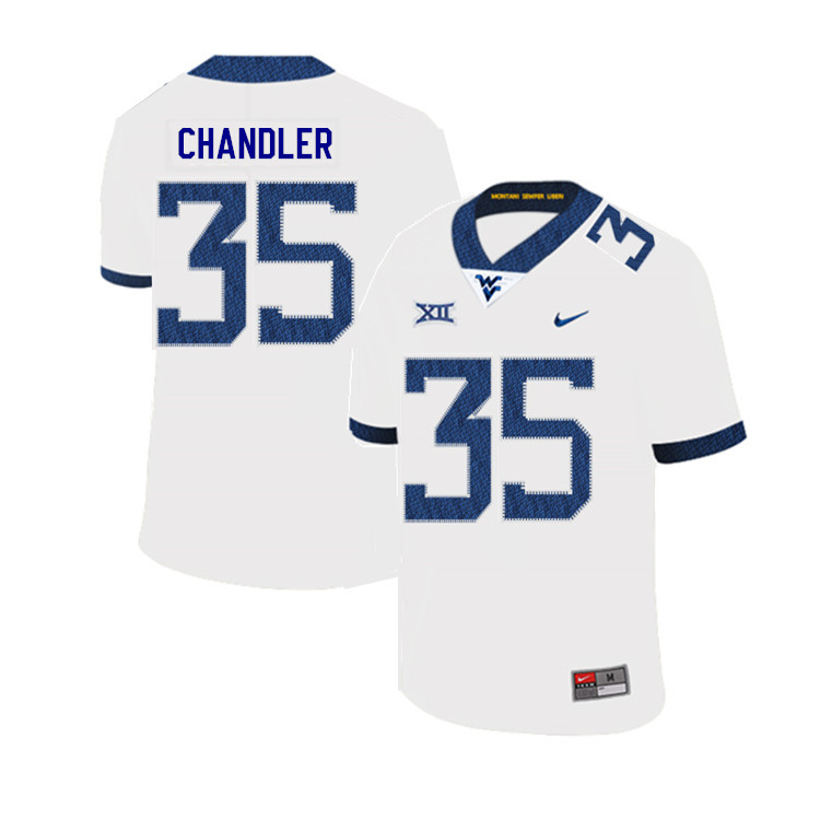 2019 Men #35 Josh Chandler West Virginia Mountaineers College Football Jerseys Sale-White